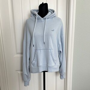 Hollister Pale Blue Pullover Hoodie with Kangaroo Pocket